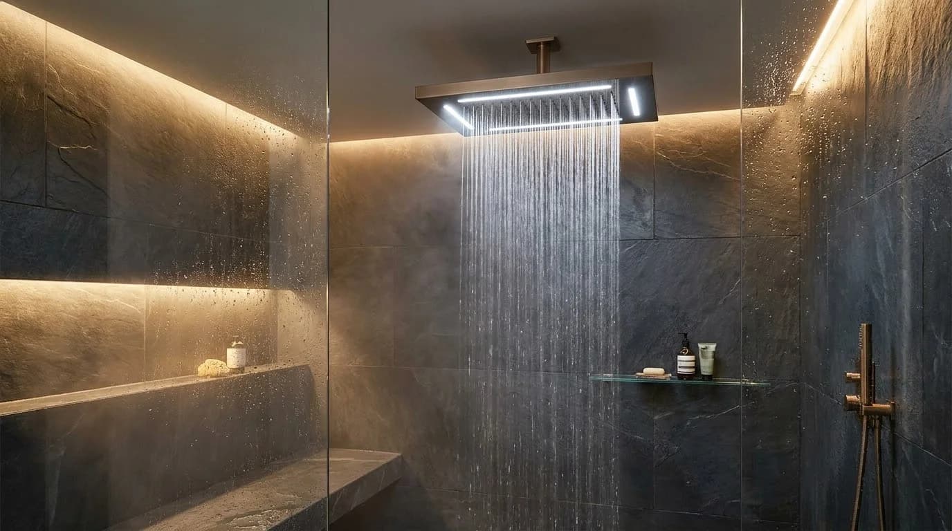 Architectural rain shower installation